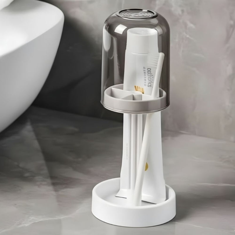 Cute Bear Toothbrush Holder with Wall-Mounted Cup Organizer