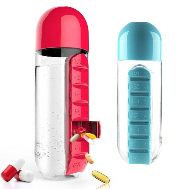 Combine Pill Box with Water Bottle