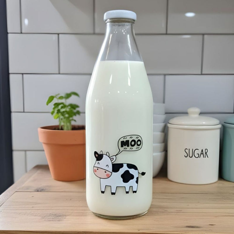 Cow Milk Bottle with White Cap