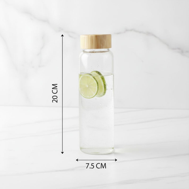 Glass Cylinder Bottle with Wooden Lid