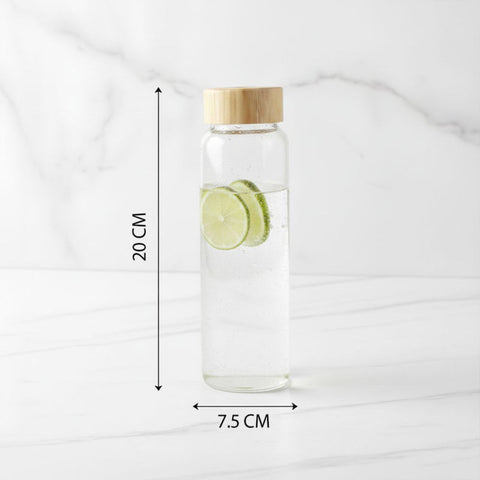Glass Cylinder Bottle with Wooden Lid