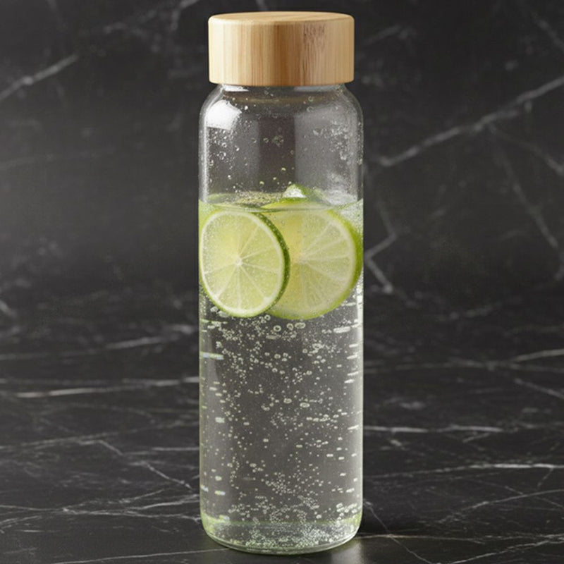 Glass Cylinder Bottle with Wooden Lid