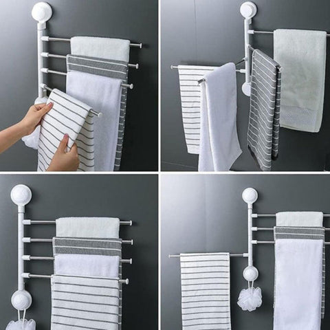 Premium Suction Cup 4‑Bar Rotating Towel Rack