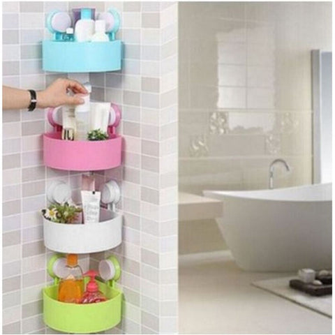 Triangle Corner Storage Shelf with Suction Cup Wall-Mounted Organizer